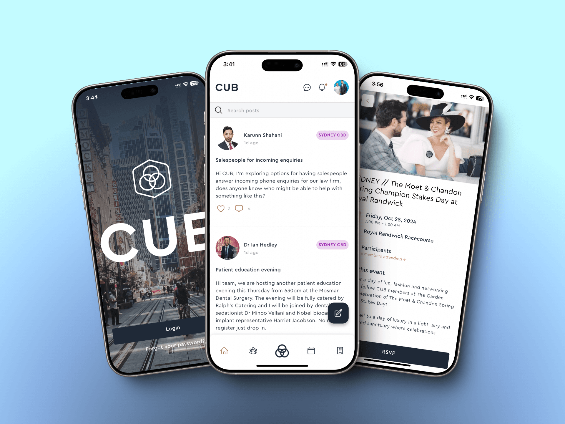 CUB interface highlighting community news feed and conversations